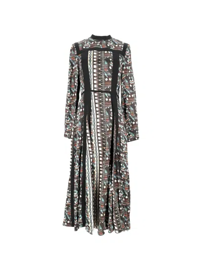 Pre-owned Lanvin 2015 Mosaic-print Maxi Dress In Black