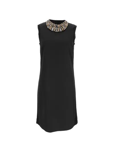 Pre-owned Lanvin 2019 Beaded Bib Mini Dress In Black