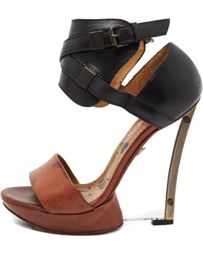 Pre-owned Lanvin 2023 125mm Wedge Sandals In Brown