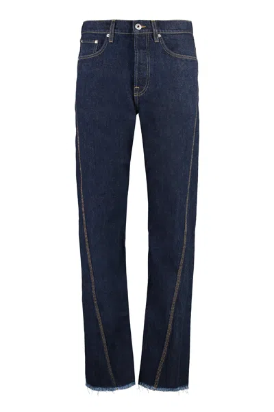 Lanvin Men's Twisted Denim Chino Trousers In Navy