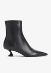 Lanvin Kitten Heel Ankle Boots 50 Mm Lambskin In Black