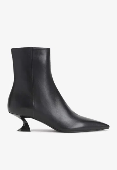 Lanvin 50 Leather Ankle Boots In Black