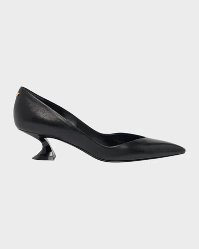 Lanvin 50mm Leather Kitten-heel Pumps In Black