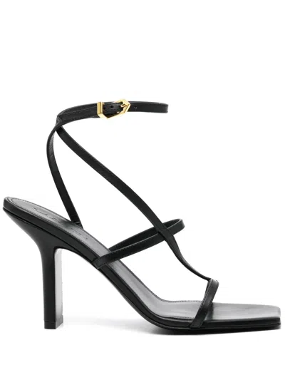 Lanvin 95mm Leather Sandals In Black