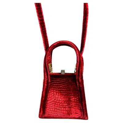 Pre-owned Lanvin A Cardinal Red Embossed Velvet Clutch Bag From  - France Circa 1980 - 1990