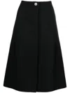 Lanvin A-line Wool Skirt Button Detail In Black