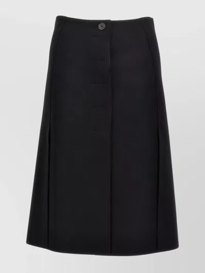 Lanvin A-line Wool Skirt Button Detail In Brown