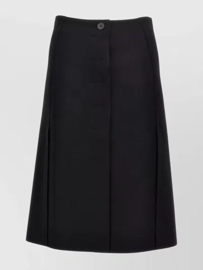 LANVIN A-LINE WOOL SKIRT BUTTON DETAIL