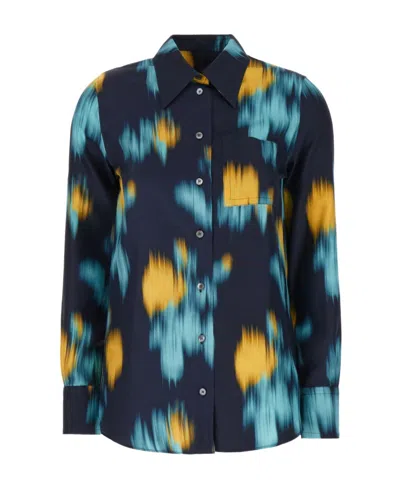 LANVIN LANVIN ABSTRACT-PRINT CURVED HEM SHIRT