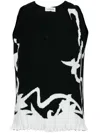 Lanvin Plisse Sleeveless Top In Black