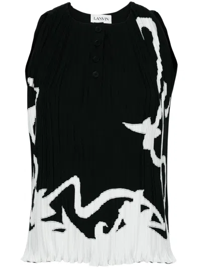 LANVIN LANVIN ABSTRACT-PRINT PLEATED BLOUSE