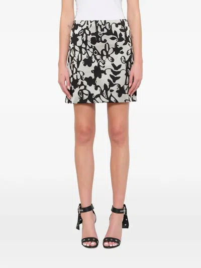 Lanvin Abstract-print Mini Skirt In Neutrals
