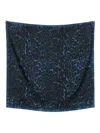Lanvin Animal Print Rectangular Scarf Lightweight Fabric In Blue