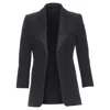 Lanvin Alber Elbaz Black Wool Silk Trompe Loeil Pressed Peak Lapel Blazer In Black
