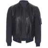 Lanvin Alber Elbaz Contrast Lamb Leather Bomber Jacket In Black