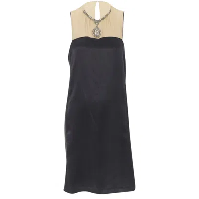 Lanvin Alber Elbaz Crystal Necklace Silk Dress In Black