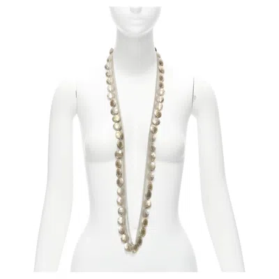 Pre-owned Lanvin Alber Elbaz Gold Hammered Coins Mesh Ribbon Embellished Long Necklace In Multiple