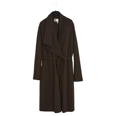 Pre-owned Lanvin Alber Elbaz Manteau Fr38 Brown Wool Jersey Fold Coat Uk10 Us8