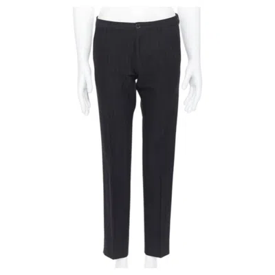 Pre-owned Lanvin Alber Elbaz Mohair Wool Black Satin Side Trimmed Tuxedo Trousers Fr44
