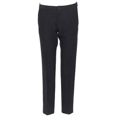 Pre-owned Lanvin Alber Elbaz Mohair Wool Black Satin Side Trimmed Tuxedo Trousers Fr44