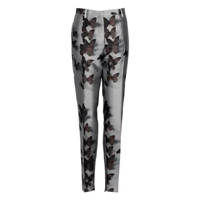 Pre-owned Lanvin Alber Elbaz Silk Butterfly Pants F/w 2013 In Gray