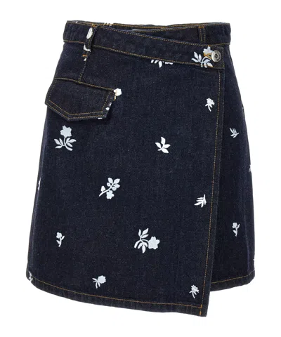 LANVIN LANVIN ALL-OVER EMBROIDERED ASYMMETRIC MINI SKIRT