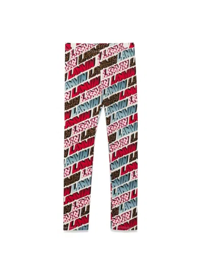 Lanvin Kids' Allover Logo Leggings In Multicolour