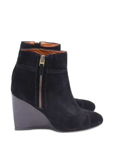 Pre-owned Lanvin Almond-toe Ankle Boots In Black