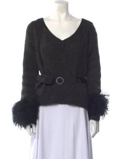 Pre-owned Lanvin Alpaca V-neck Sweater In Black