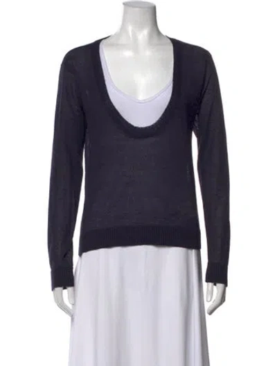 Pre-owned Lanvin Alpaca V-neck Sweater In Blue