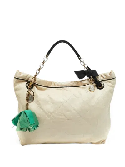 Pre-owned Lanvin Amalia Cabas Quilted Tote Bag In Neutral