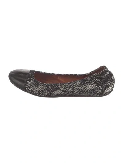 Pre-owned Lanvin Animal Print Ballet Flats In Black/white