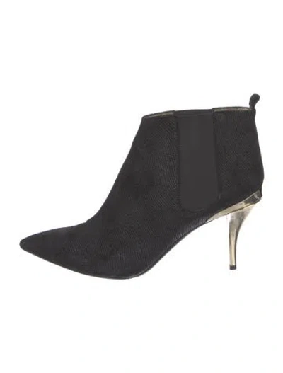 Pre-owned Lanvin Animal Print Chelsea Boots In Black