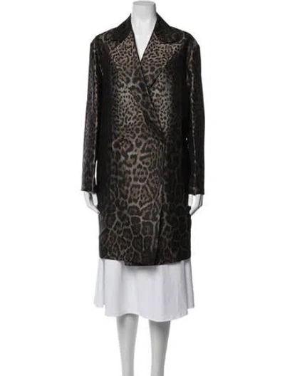 Pre-owned Lanvin Animal Print Coat In Blue