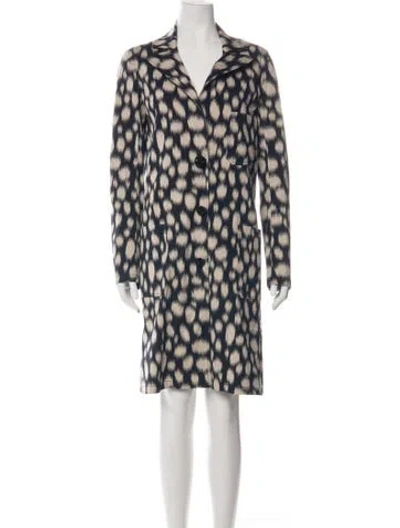 Pre-owned Lanvin Animal Print Coat In Blue/neutrals