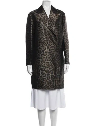 Pre-owned Lanvin Animal Print Coat In Brown