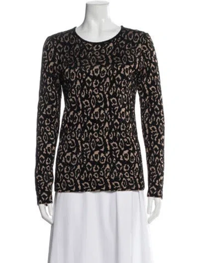 Pre-owned Lanvin Animal Print Crew Neck Top In Black