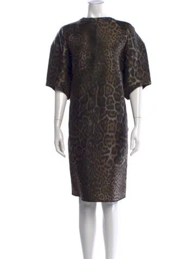 Pre-owned Lanvin Animal Print Knee-length Dress In Neutrals