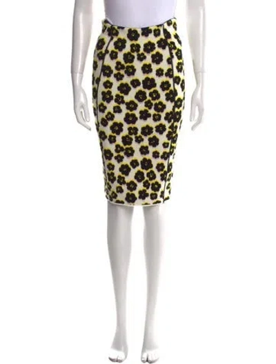 Pre-owned Lanvin Animal Print Knee-length Skirt In Yellow