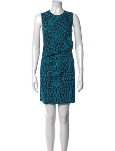 Pre-owned Lanvin Animal Print Mini Dress In Blue