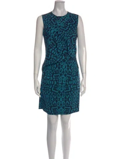 Pre-owned Lanvin Animal Print Mini Dress In Blue