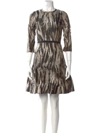 Pre-owned Lanvin Animal Print Mini Dress In Brown