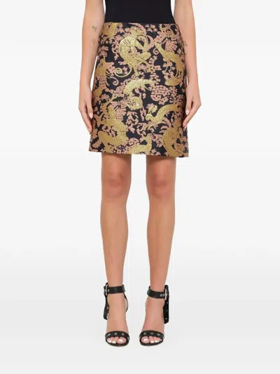 Lanvin Animal-pattern Jacquard Mini Skirt In Gold