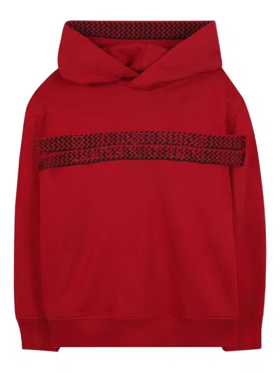 Lanvin Appliqué Logo Hooded Sweater For Boys In Red