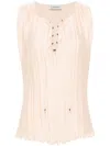 Lanvin Charmeuse Pleated Top Sleeves In Apricotine