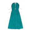 Lanvin Aquamarine Long Pleated Dress In Blue