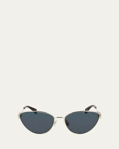 Lanvin Armand Albert Rateau Metal Cat-eye Sunglasses In Gold/grey