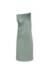 Lanvin Draped Mini Dress With Elegant Detailing In Vert De Gris