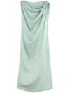 Lanvin Draped Mini Dress With Elegant Detailing In Green
