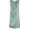 Lanvin Draped Mini Dress With Elegant Detailing In Vert De Gris
